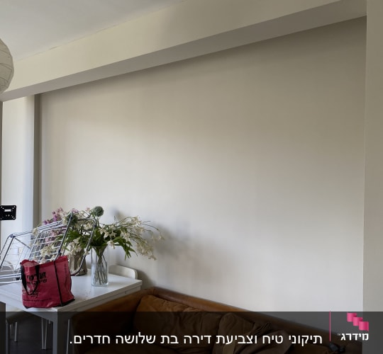 קיר לבן חלק ללא ציור או עיטור